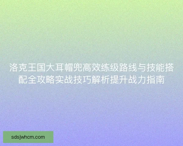 洛克王国大耳帽兜高效练级路线与技能搭配全攻略实战技巧解析提升战力指南