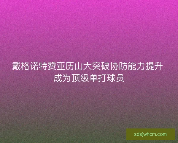 戴格诺特赞亚历山大突破协防能力提升 成为顶级单打球员 戴格诺特赞亚历山大突破协防能力提升 成为顶级单打球员