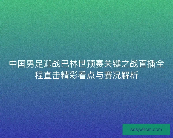 中国男足迎战巴林世预赛关键之战直播全程直击精彩看点与赛况解析